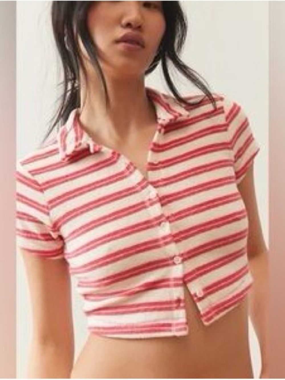 Urban Outfitters Out From Under Airy Terry Cropped Polo Button Down Size XS